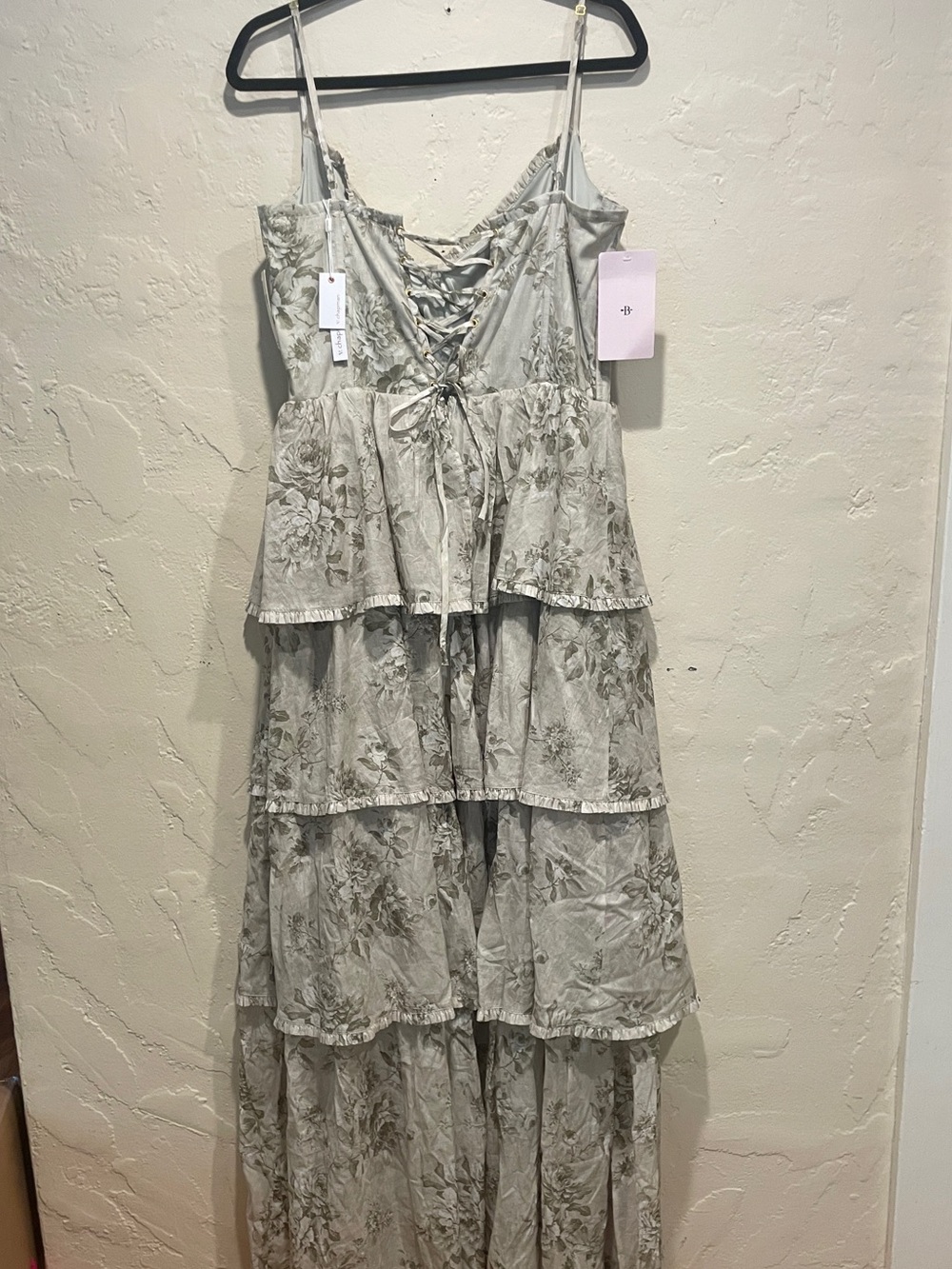 V. Chapman Sage Floral Lace-Up Maxi Dress NWT Size 12 - Picture 4 of 16